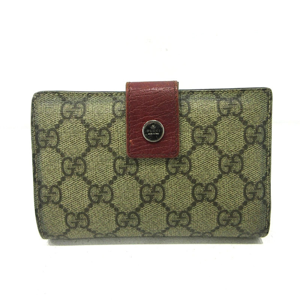 Gucci GG Supreme Clasp Bi fold Wallet Beige Cream